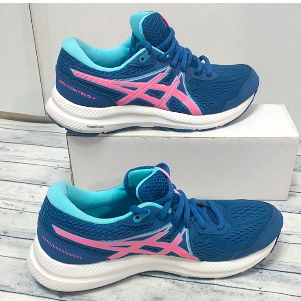 Asics Gel Contend 7 Running Shoes Womens Size 8 Blue/pink, Like new!